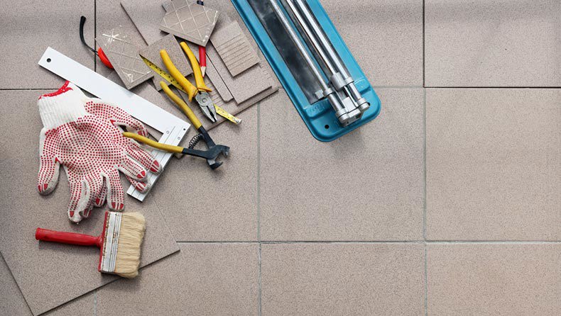 tools laid out for tiling